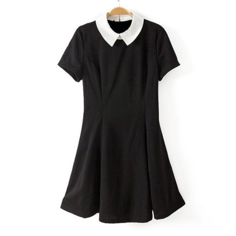 Online discount shop Australia - Elegant Women Vestidos Peter Pan Collar Dresses Party Lady Short Sleeve Office Dress School Sundress