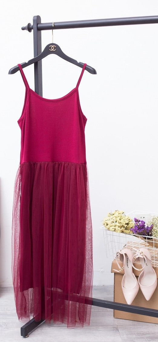 Pure Cotton Lace Split Joint Camisole Dress,5 colors available YD8100