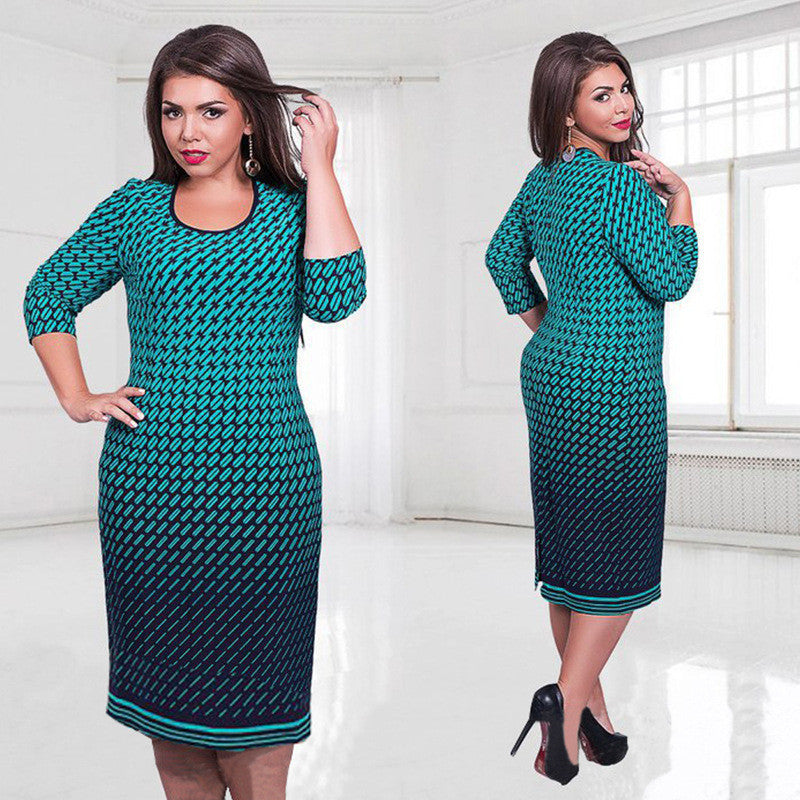 Online discount shop Australia - Elegant women dresses large size work dress big size plus size women clothing printed floral 6xl o-neck dress vestidos