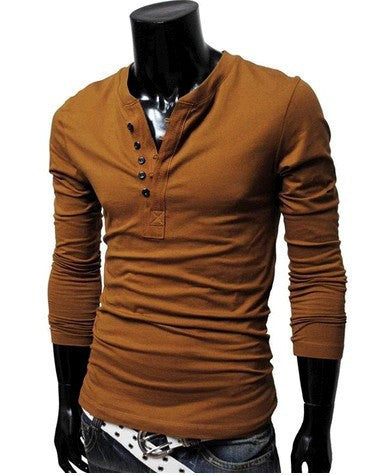 Online discount shop Australia - Men T shirt Fashion T-shirt Long Sleeve Solid Top 6 Colors 4 Sizes MTL053