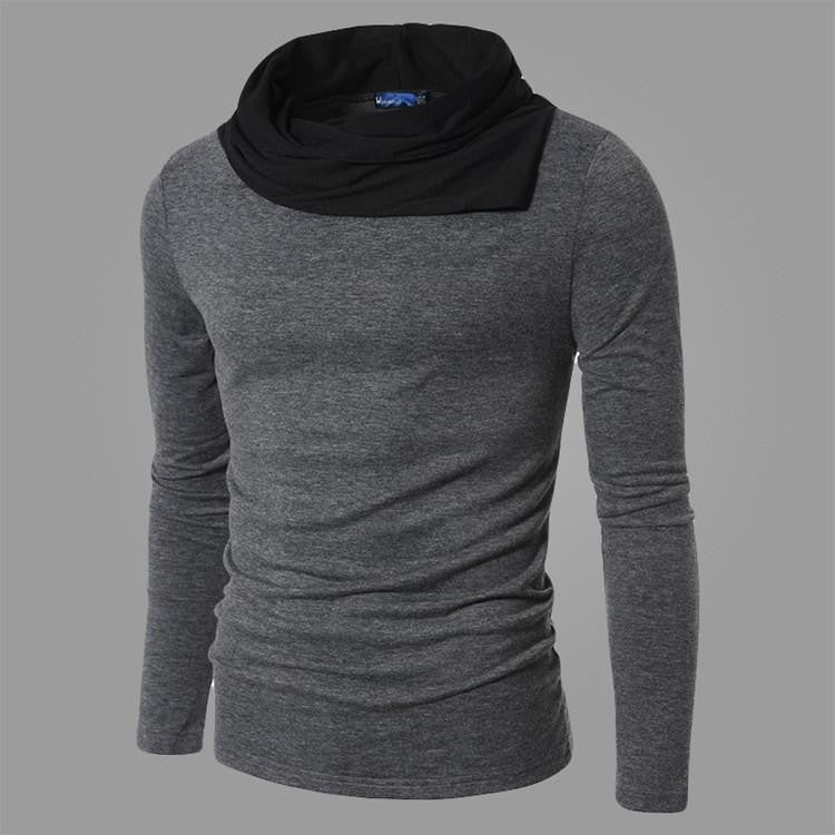 T shirt Men Fashion Solid Color Slim Fit Cool Long Sleeve Black T-shirt Men Tshirt Hip Hop Masculina T45
