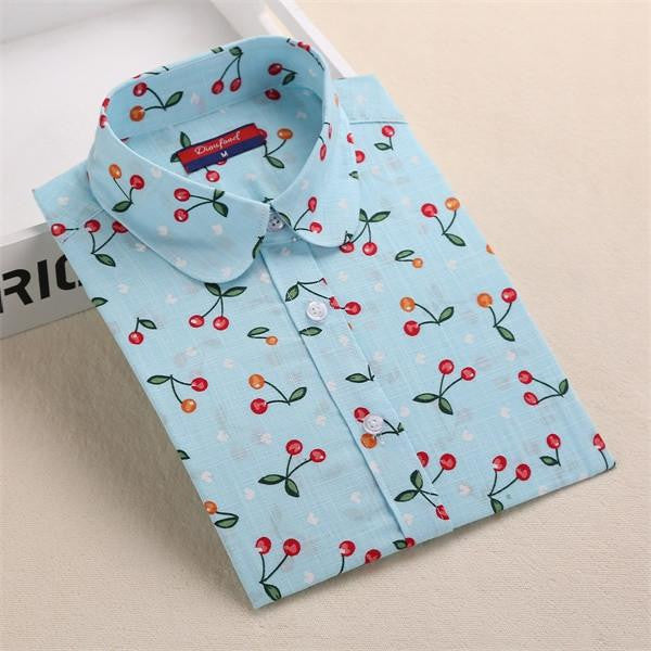 Vintage Shirts Women Blouses Floral Print Tops Female Long Sleeve Ladies Cotton Linen Shirt Plus Size Clothes For Women