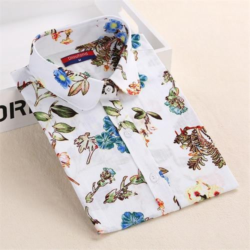 Vintage Shirts Women Blouses Floral Print Tops Female Long Sleeve Ladies Cotton Linen Shirt Plus Size Clothes For Women