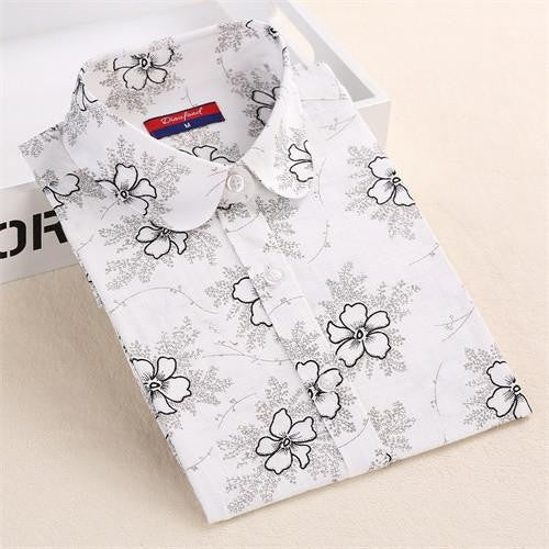 Vintage Shirts Women Blouses Floral Print Tops Female Long Sleeve Ladies Cotton Linen Shirt Plus Size Clothes For Women