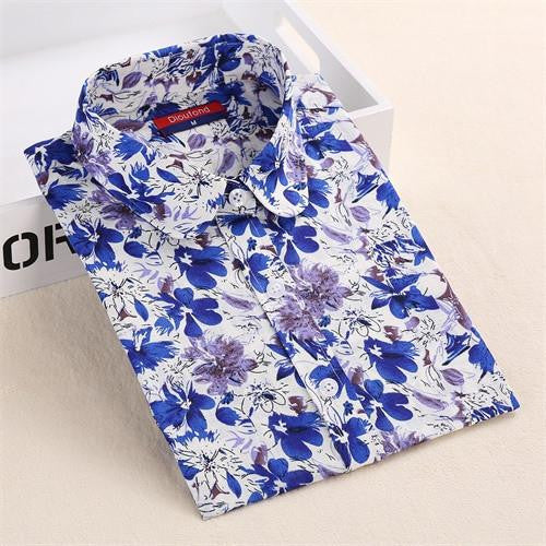 Vintage Shirts Women Blouses Floral Print Tops Female Long Sleeve Ladies Cotton Linen Shirt Plus Size Clothes For Women