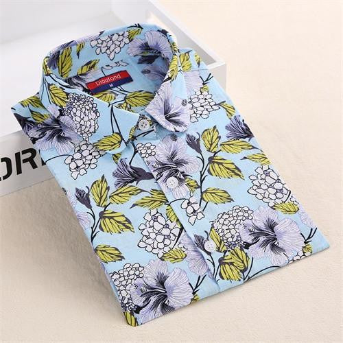 Vintage Shirts Women Blouses Floral Print Tops Female Long Sleeve Ladies Cotton Linen Shirt Plus Size Clothes For Women