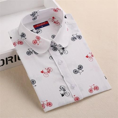 Vintage Shirts Women Blouses Floral Print Tops Female Long Sleeve Ladies Cotton Linen Shirt Plus Size Clothes For Women
