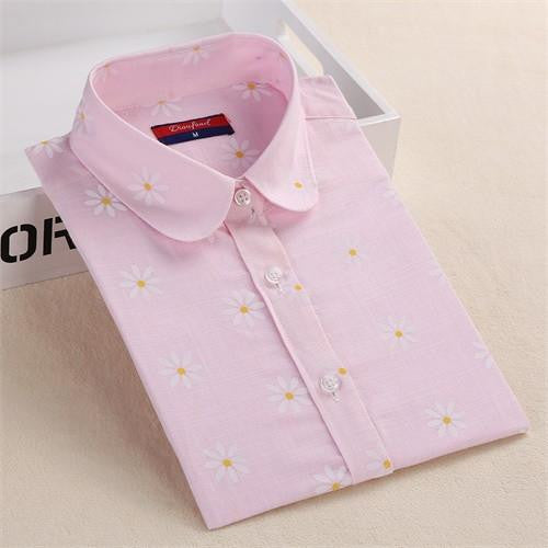 Vintage Shirts Women Blouses Floral Print Tops Female Long Sleeve Ladies Cotton Linen Shirt Plus Size Clothes For Women