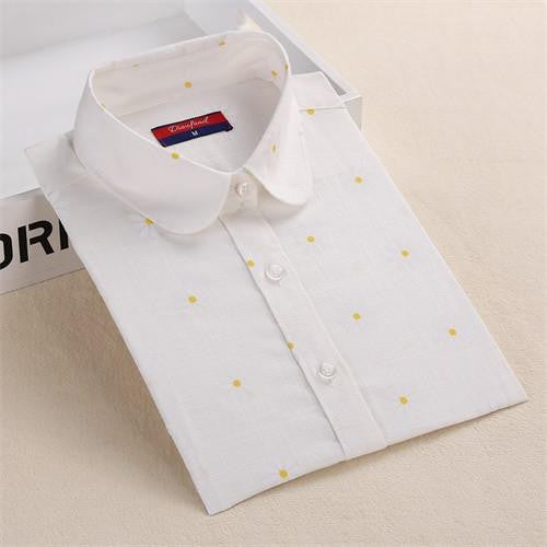 Vintage Shirts Women Blouses Floral Print Tops Female Long Sleeve Ladies Cotton Linen Shirt Plus Size Clothes For Women