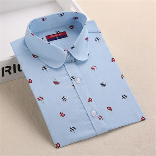 Vintage Shirts Women Blouses Floral Print Tops Female Long Sleeve Ladies Cotton Linen Shirt Plus Size Clothes For Women