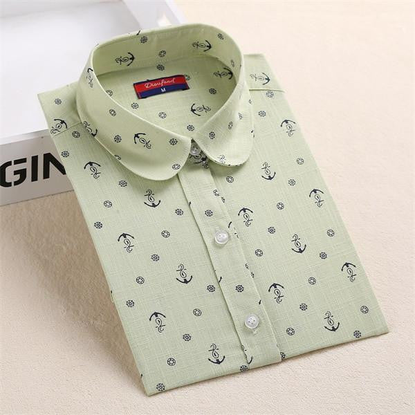 Vintage Shirts Women Blouses Floral Print Tops Female Long Sleeve Ladies Cotton Linen Shirt Plus Size Clothes For Women