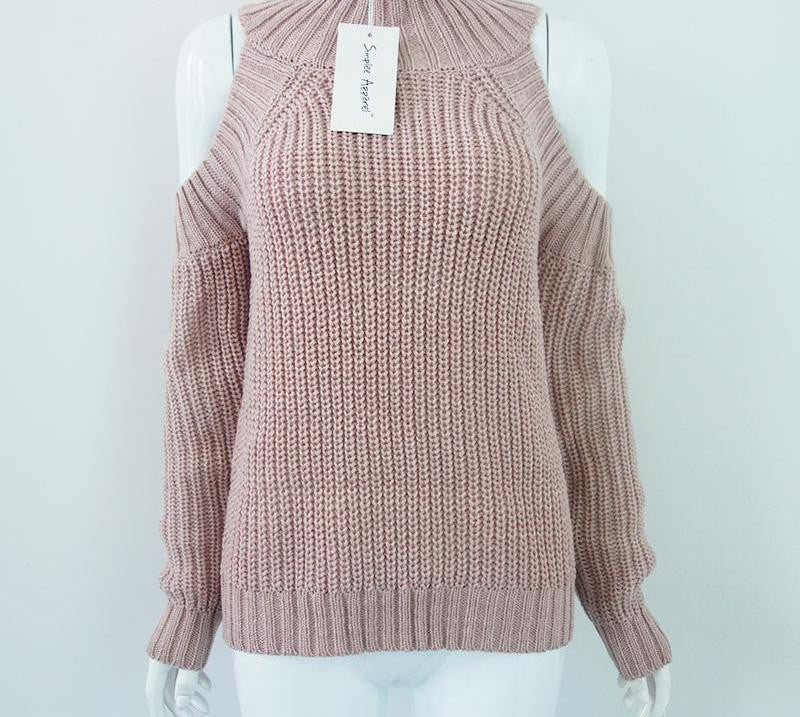 turtleneck off shoulder sexy pullover sweater women Tricot oversize jumper pull fashion knitted top