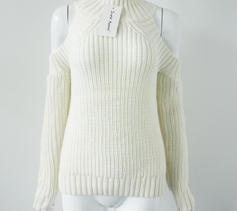 turtleneck off shoulder sexy pullover sweater women Tricot oversize jumper pull fashion knitted top