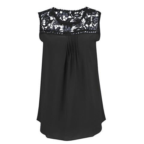 Women Blouses Chiffon Lace Blouse Plus Size Shirt Embroidery Hollow Out Sleeveless Top Casual Tops Shirts