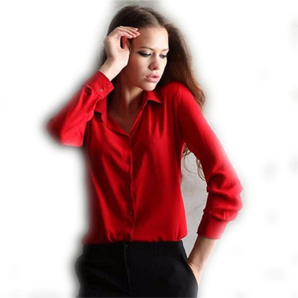 Elegant Chiffon Tops ing Women Shirt Ladies Formal Office Blouse 5 Colors Work Wear
