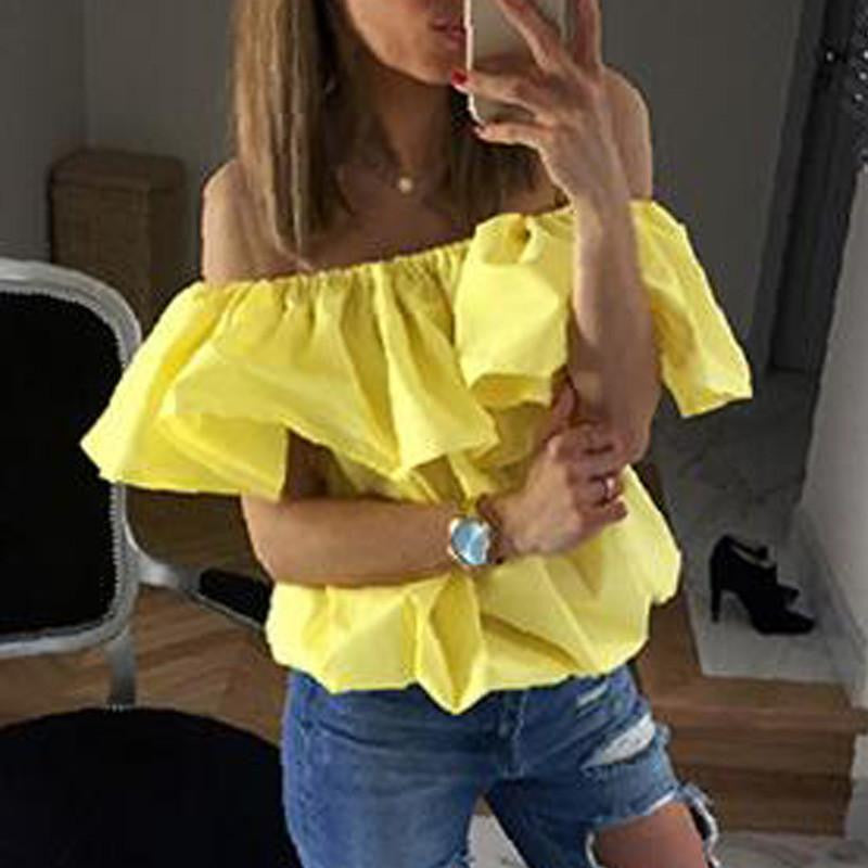 Women Blouse Candy Color Fashion Butterfly Sleeve Tops Loose GV244