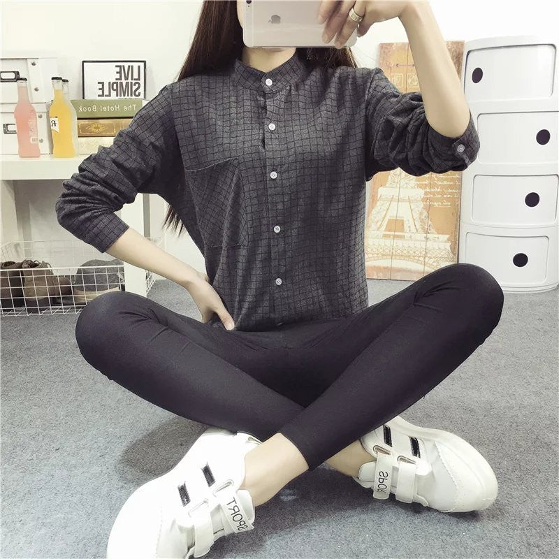 Plus Size Loose Ladies Female Casual Long Style Women Blouse Plaid Shirts Women Tops