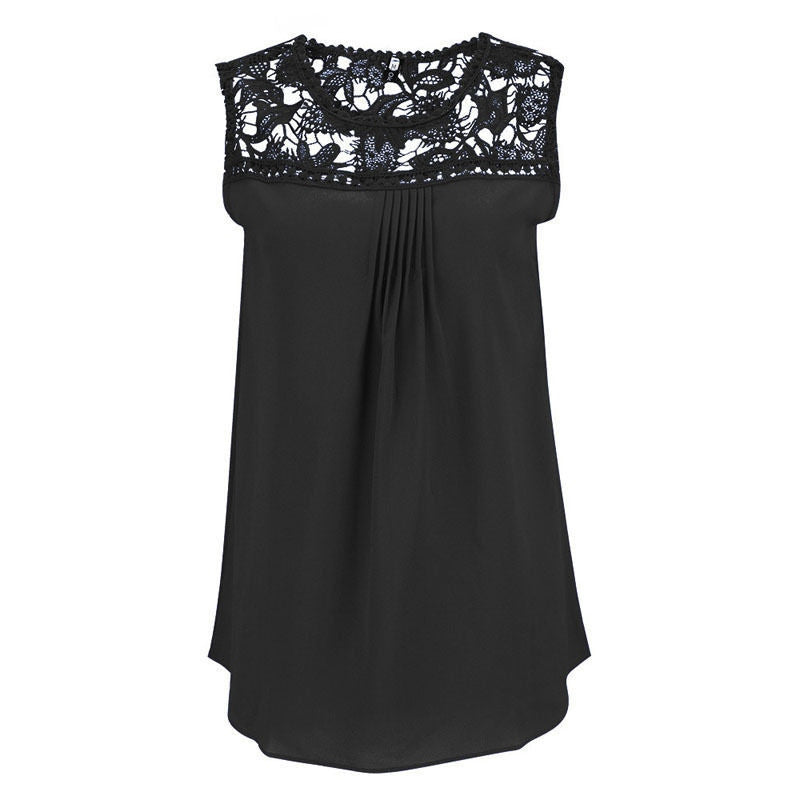 Fashion Sleeveless Casual Tops Chiffon Women Blouse Shirts Loose Tops S-XL