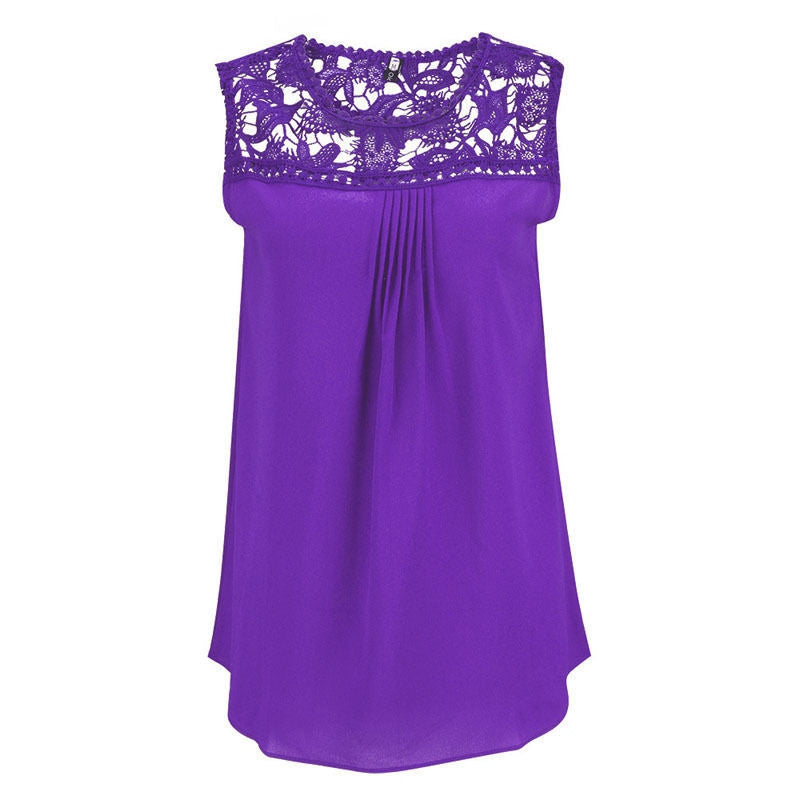 Fashion Sleeveless Casual Tops Chiffon Women Blouse Shirts Loose Tops S-XL