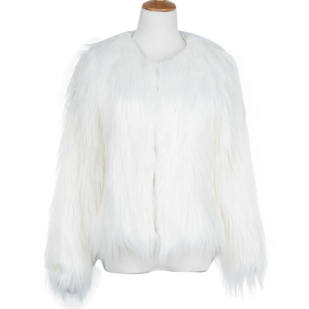 Women's Fashion Warm Faux Fur Fox Coat Jackets Long Sleeve Parka Hair Jacket Coat Outwear Plus Size