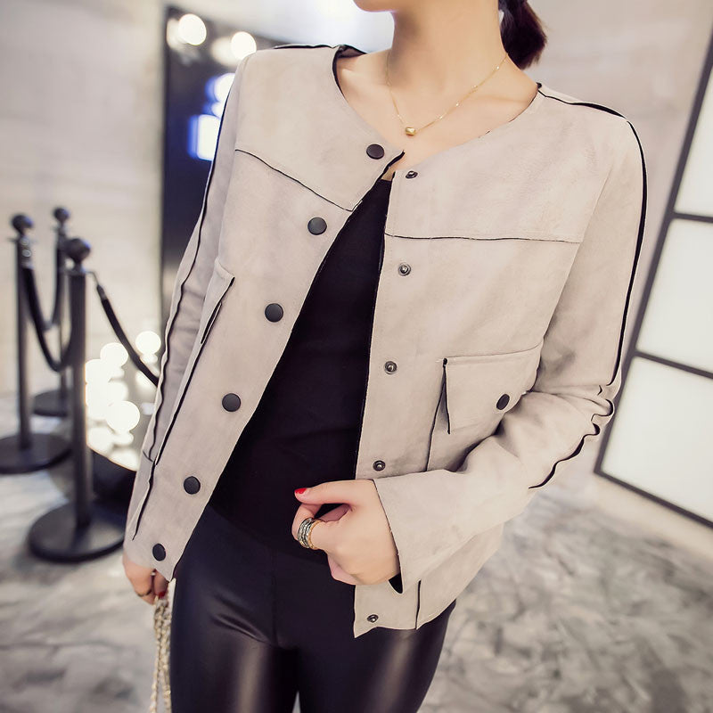 Ladies Soft Suede Jacket Women Vintage Faux Leather casual short Army Green Pink Outwear Tops Slim Wear