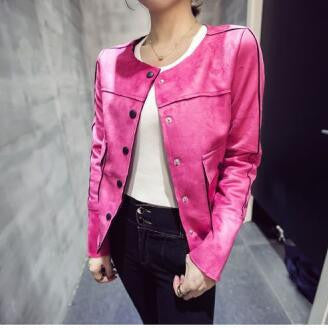 Ladies Soft Suede Jacket Women Vintage Faux Leather casual short Army Green Pink Outwear Tops Slim Wear
