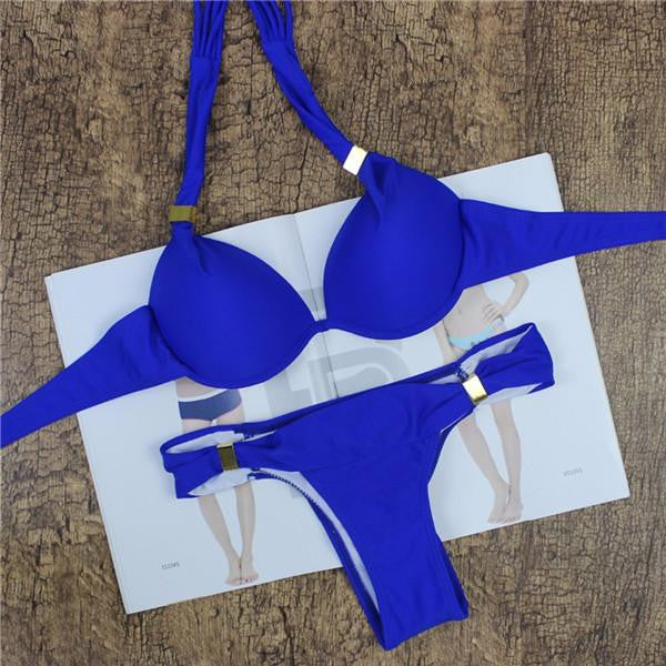 Solid Bikini Push Up Brazilian Bikini Set Top Neon Bathing Suits Swimsuit biquini Swimwear Women Swimwear 8