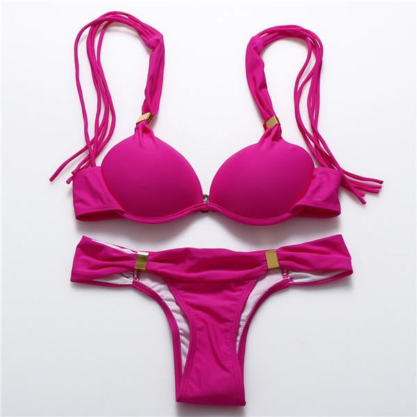 Solid Bikini Push Up Brazilian Bikini Set Top Neon Bathing Suits Swimsuit biquini Swimwear Women Swimwear 8