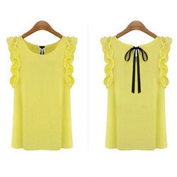 Online discount shop Australia - Collar Shirt Women Sleeve Shirt Lotus Leaf Pullover Bow Chiffon Shirt Office Women's Chiffon short sleeve New Design