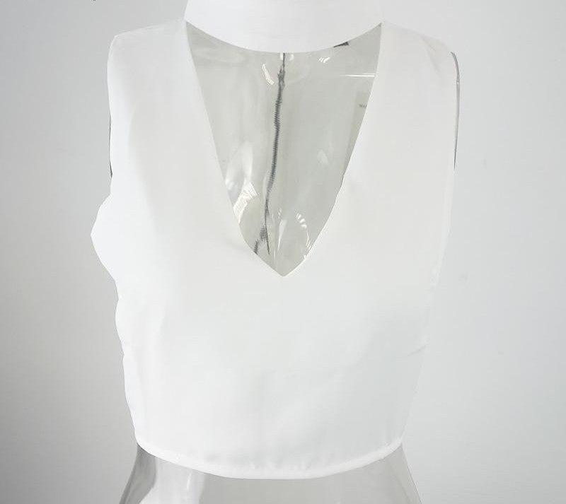 High neck halter 90's cropped camisole tank top sexy v neck sleeveless crop top Beach short women tops
