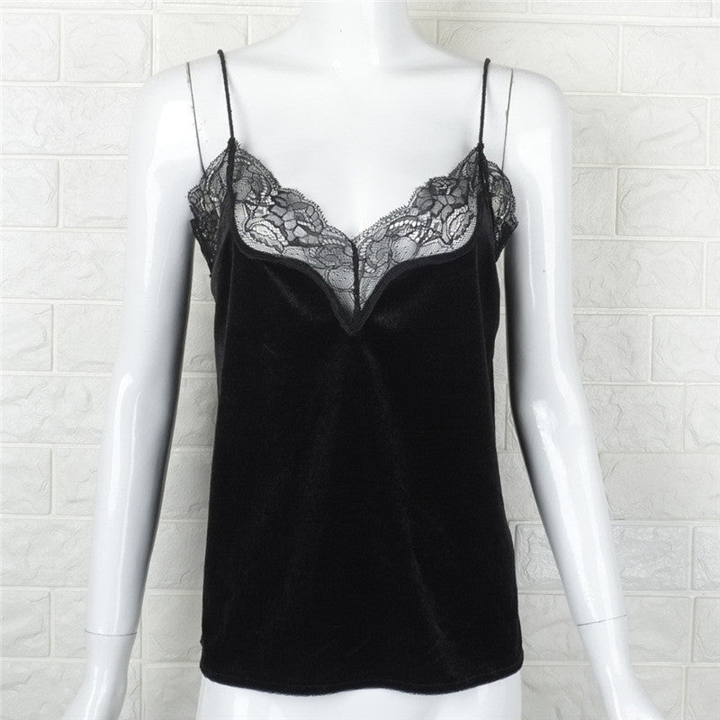 Online discount shop Australia - Lace Velour Silk Bralette Top Sexy V Neck Camisole Tank Top Fitness Vest Women Short Bustier Crop Top Shirt