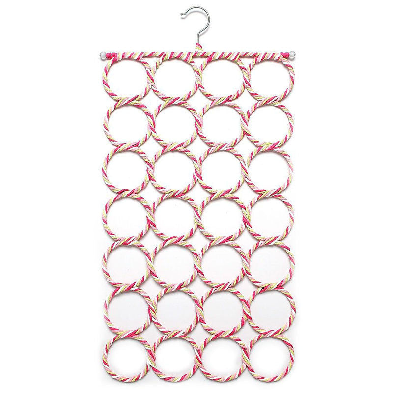 Online discount shop Australia - New 73cm*38cm 28 Hole Ring Rope Scarf Wraps Shawl Storage Holder Folding Rack Hook Hanger
