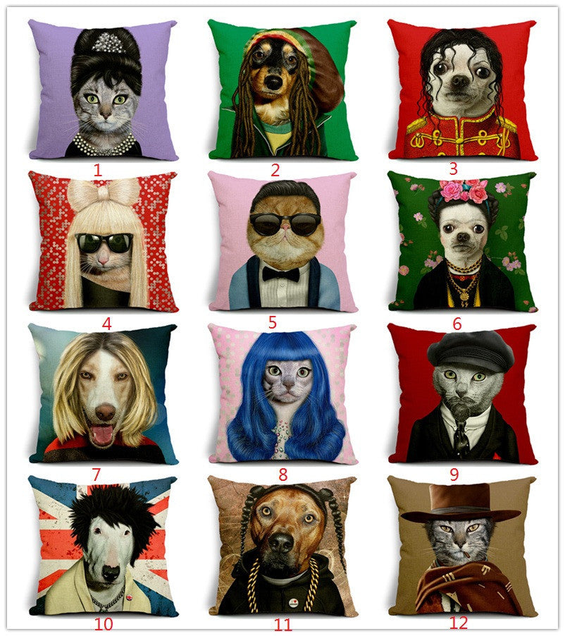 Personality Fashion Animal Creative Dog and Cat Imitate Star Show 3D decorative pillow Throw pillow covers Home