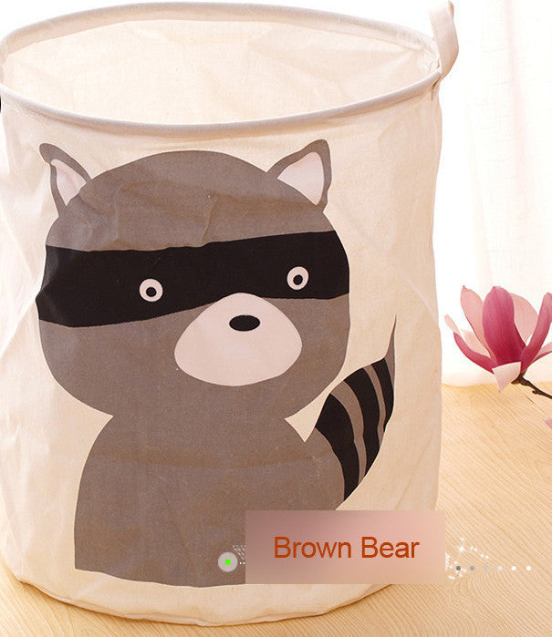 Online discount shop Australia - Cotton cloth beam port storage barrels cartoon animal laundry basket toy basket Laundry bucket
