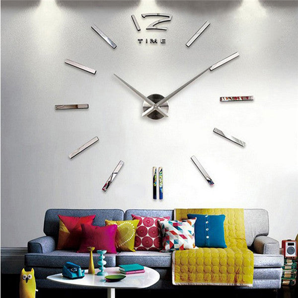 Online discount shop Australia - Frameless Wall Clock Living Room DIY 3D Home Decor Mirror Large Art Design