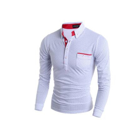 Online discount shop Australia - British Style Men Polo Shirt Homme Cotton Tops Polka Dot with Pocket Fashion Fitness Mens Long Sleeved Shirts Camisa Polo
