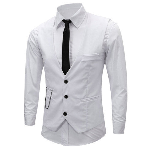 Online discount shop Australia - Men's Classic Formal Business Slim Fit Chain Dress Vest Suit Tuxedo Waistcoat
