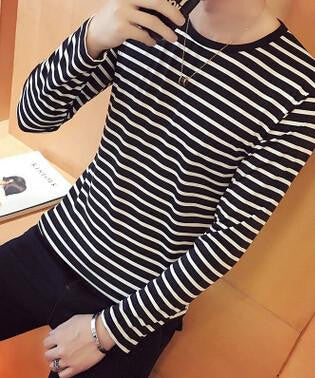 stripe cotton t shirt men 4XL solid t-shirts male casual tshirt fashion mens full sleeve t shirt fitness