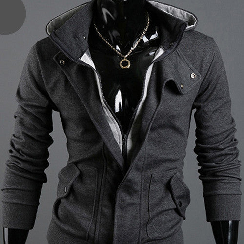 Online discount shop Australia - Men's Fashion Casual Long Sleeve Slim Zipper Cardigan Hooded Hoodie Jacket Coat