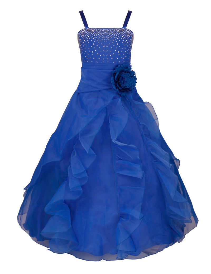 Online discount shop Australia - Kids Girls Embroidered Flower Bow Formal Party Ball Gown Prom Princess Bridesmaid Wedding Children Tutu Dress Size 2-14Y