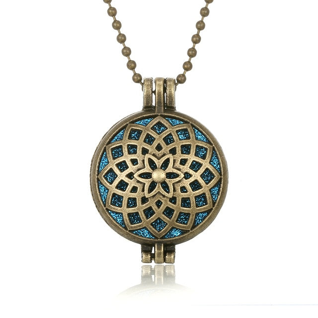 Aromatherapy Diffuser Necklace Vintage Flower Butterfly Open Locket Aroma Pendant Perfume Essential Oil Diffuser Necklace