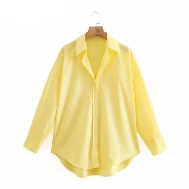 Women Simply Candy COlor Single Breasted Poplin Shirts Office Lady Long Sleeve Blouse Roupas Chic Chemise Tops LS9114-Dollar Bargains Online Shopping Australia