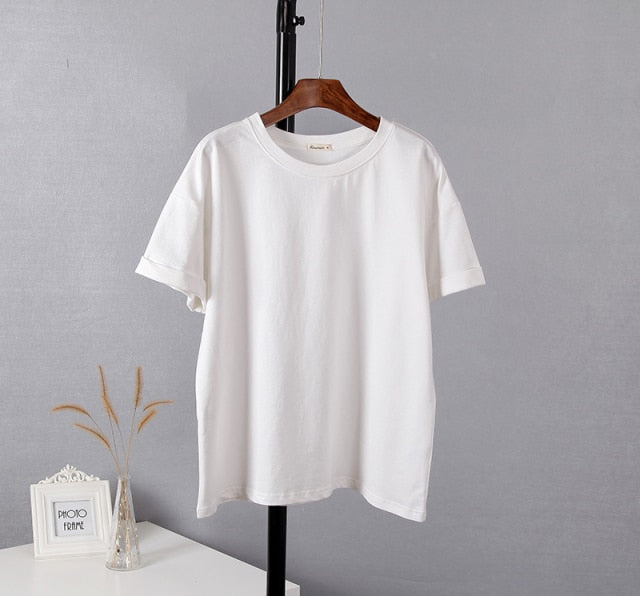 Cotton Sets Women Casual Two Pieces Short Sleeve T Shirts and High Waist Short Pants Solid Outfits Tracksuit-Dollar Bargains Online Shopping Australia