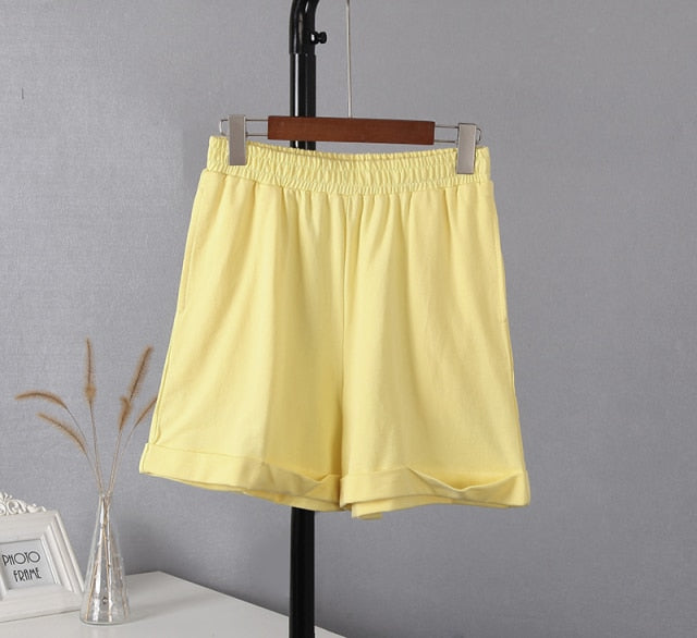 Cotton Sets Women Casual Two Pieces Short Sleeve T Shirts and High Waist Short Pants Solid Outfits Tracksuit-Dollar Bargains Online Shopping Australia