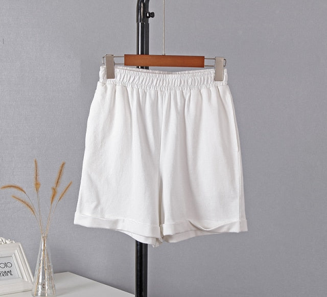 Cotton Sets Women Casual Two Pieces Short Sleeve T Shirts and High Waist Short Pants Solid Outfits Tracksuit-Dollar Bargains Online Shopping Australia