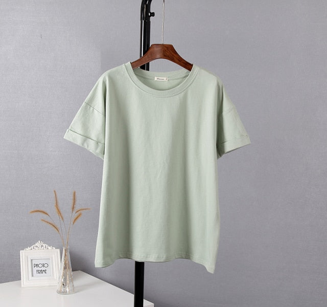 Cotton Sets Women Casual Two Pieces Short Sleeve T Shirts and High Waist Short Pants Solid Outfits Tracksuit-Dollar Bargains Online Shopping Australia