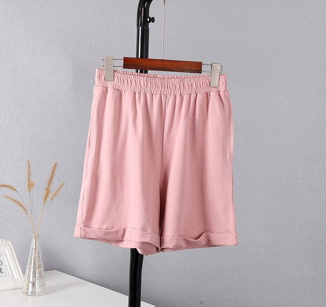 Cotton Sets Women Casual Two Pieces Short Sleeve T Shirts and High Waist Short Pants Solid Outfits Tracksuit-Dollar Bargains Online Shopping Australia