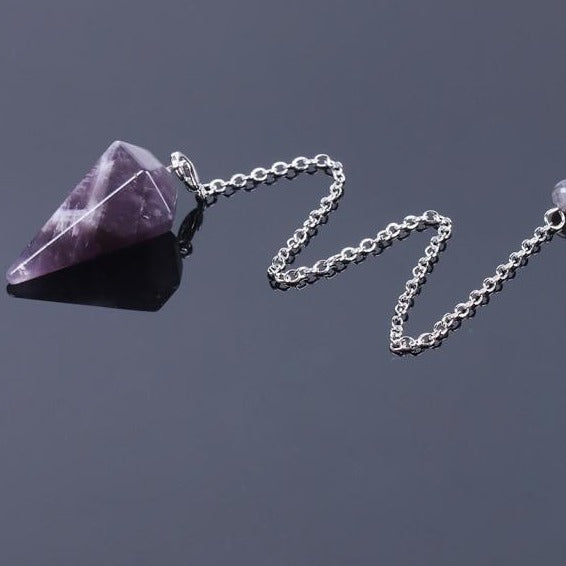 Healing Pendulum for Divination Pink Quartz Pendulums Biolocation Natural Gem Stone Chain Men Reiki Crystal Pendant