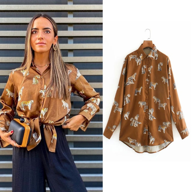 women satin blouse long sleeve zebra print shirts vintage office ladies tops femme chandails za 2020 fashion blusa de mujer ins-Dollar Bargains Online Shopping Australia