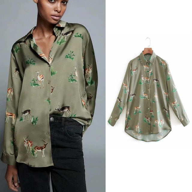 women satin blouse long sleeve zebra print shirts vintage office ladies tops femme chandails za 2020 fashion blusa de mujer ins-Dollar Bargains Online Shopping Australia